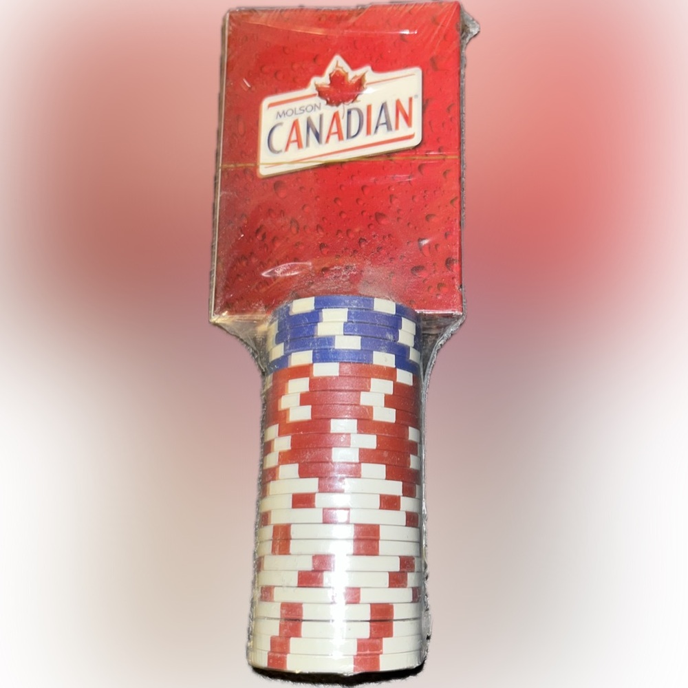 Vintage Molson Canadian Poker Chip Set & Playing Cards - Sealed ♠️♦️